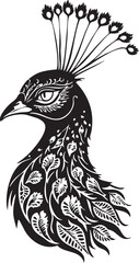 Fototapeta premium Stylized Peacock Head Vector Illustration Ornate Bird Profile Decorative Floral Pattern Exotic Nature Graphic