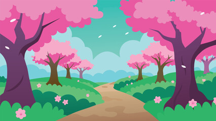 Vibrant Spring Cherry Forest