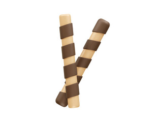 Chocolate Wafer Sticks icon 3d render illustration 