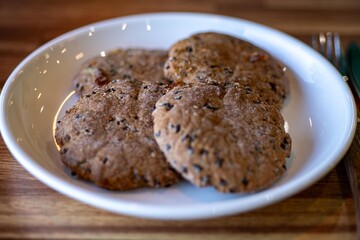 Apple Chocolate Cookies on White Plate