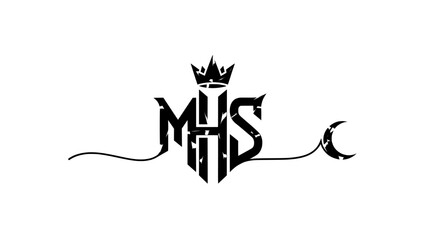 Monogram mhs with crown and crescent