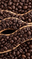 Fototapeta premium Macro Shot of Rich Dark Roasted Coffee Beans