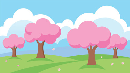 Cartoon Cherry Blossom Park