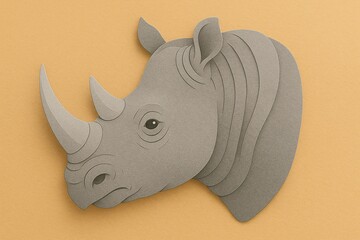 Fototapeta premium Intricate Paper Cut Rhino Art Celebrating Wildlife Through Elaborate Layered Designs Emphasizing Love for Nature and Conservation