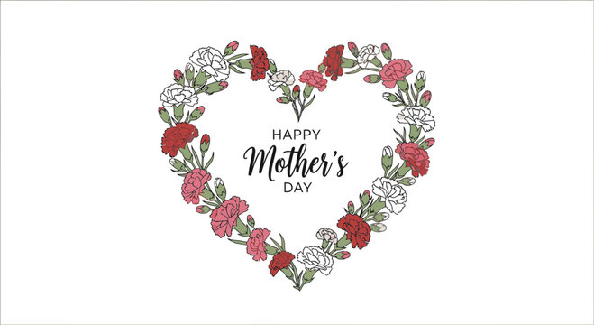 Delicate floral heart for Mother's Day, a charming design for cards, invitations, and social media posts celebrating motherhood and love, originally vector
