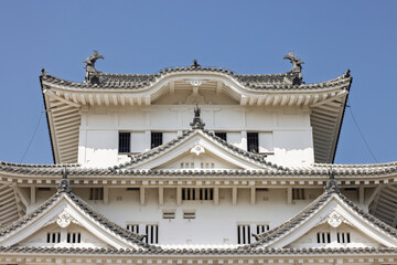 Closeup view Himeji castle, UNESCO world heritage site in Himeji, Hyogo prefecture in Japan