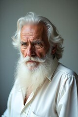 Soft-lit fine-art portrait capturing a reflective senior man in profile