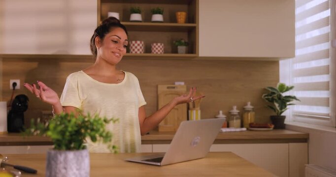 Exciting cooking class online with a cheerful instructor in a bright kitchen