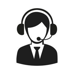 Silhouette icon of a customer service agent wearing a headset