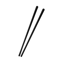 Isolated black chopsticks, essential tool for traditional asian cuisine.