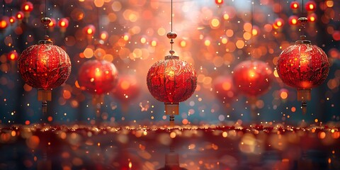 A panoramic display of illuminated red lanterns celebrating a cultural festival