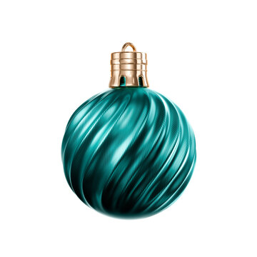 Elegant metallic and cyan ornament, 3d element set on transparent background, special for christmas holiday