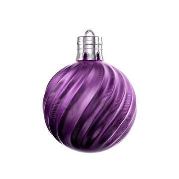 Elegant metallic and purple ornament, 3d element set on transparent background, special for christmas holiday