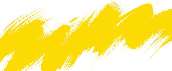 Vibrant Yellow Brush Strokes on a White Background - Abstract Art