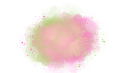 Soft pink and green watercolor splatter with subtle bubbles