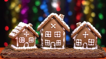 Festive gingerbread house decorations for holiday celebrations and sweet confections