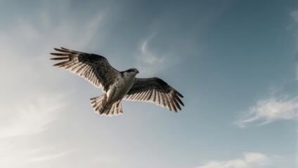 Majestic Bird of Prey Soaring Through a Cloudy Sky.