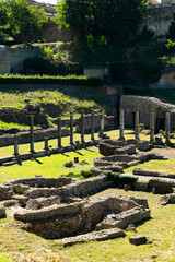 Fototapeta premium Roman theater ruins standing in Volterra, TUSCANY, Italy