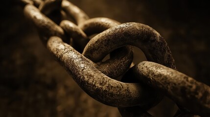Old Rusty Metal Chain Links Displayed in Detailed Closeup