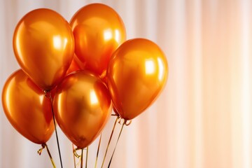 A cluster of shiny orange balloons against a soft, blurred background, perfect for celebrations or events