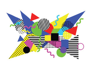 Geometric Abstract Composition with Bold Patterns and Bright Colors