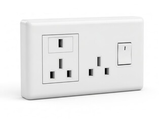 Electrical socket with switch isolated on white background isolated on white background