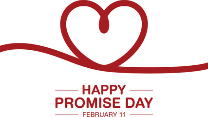 Red Heart Shape with Happy Promise Day Text February 11 love