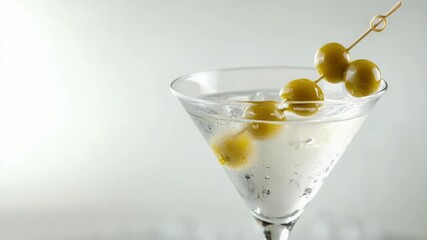 Video A classic cocktail garnished with green olives, perfect for a sophisticated drink - Powered by Adobe