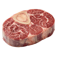Obraz premium Fresh raw osso buco beef shank, prime cut of meat with bone marrow, looks appetizing for gourmet dinner