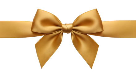 Elegant gold ribbon bow perfect for gift wrapping and celebrations isolated on transparent background