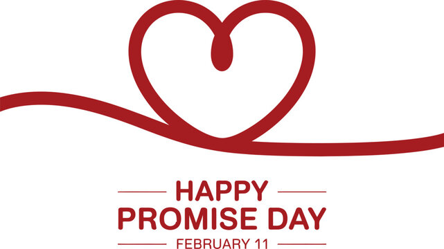 Red Heart Shape with Happy Promise Day Text February 11 love