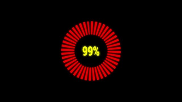 Digital loading bar UI animation showing percent progress from 1 to 100, smooth abstract progress indicator, modern interface loading icon motion graphics