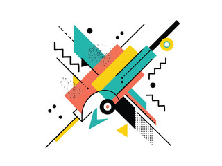 Modern Geometric Abstract Composition With Colorful Shapes