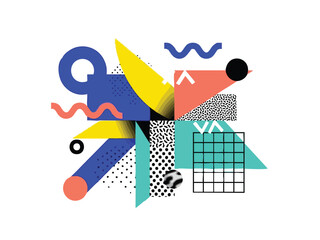 Vibrant Abstract Geometric Design with Bold Colors and Patterns