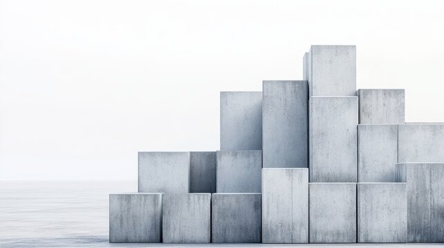 Stacked concrete blocks forming a defensive barrier against attackers