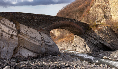 Old Ulu Bridge in Gakh. Azerbaijan.