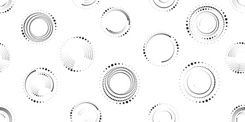  Vector circular halftone dots seamless pattern- Endless pattern for wallpapers, wrapping and packaging. Repeatable pattern with various creative vortex, concentric, rotated , circle design elements