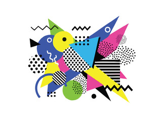 Dynamic Abstract Composition with Geometric Shapes in Bold Primary Colors