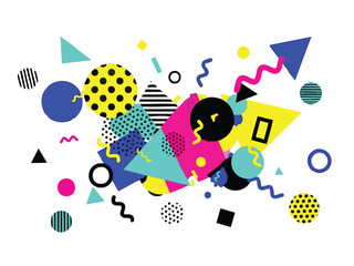 Obraz premium Geometric Memphis Design Pattern with Vibrant Abstract Shapes