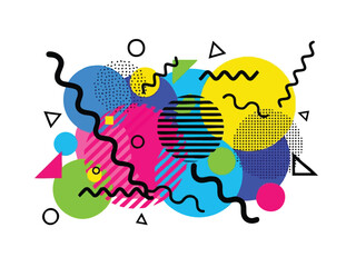 Geometric Abstract Art with Vibrant Colors and Playful Shapes