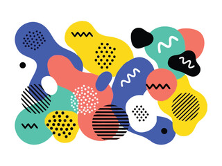 Abstract Composition with Colorful Organic Shapes and Graphic Elements