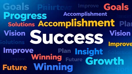 Motivational success word cloud with positive business keywords