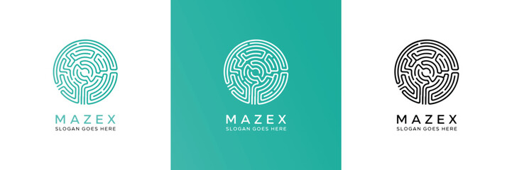 A modern circular maze logo template representing problem-solving, strategic thinking, and navigating complexities. Perfect for businesses focused on solutions and innovation.