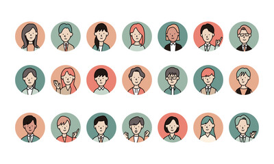 多様な人々のアバター　イラストレーションアイコンセット