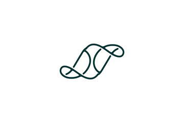 Stylized line art logo with intertwined abstract loops in dark green, elegant modern branding symbol