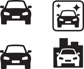Car Icons Set, Vehicle, Car Wash, and Automotive Service Symbols