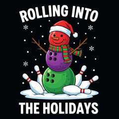 Funny Bowling Snowman Christmas Vector