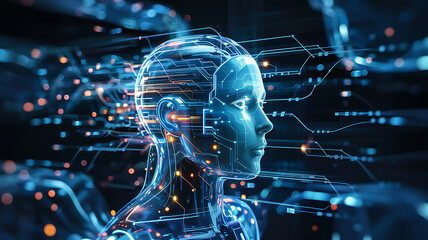 Abstract digital technology background featuring a fiber optics network pattern with light spots, embodying a future science and engineering concept