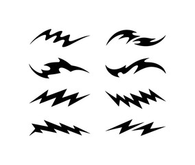 Collection of Black Tribal Flame and Lightning Bolt Graphic Designs