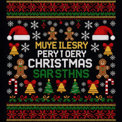 Funny Christmas Pixel Art Vector Design